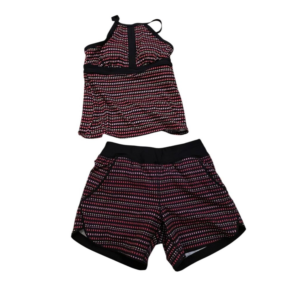NWOT Lands’ End Tankini Top & Swim Shorts Set | Size Small (2) Black Pink Print